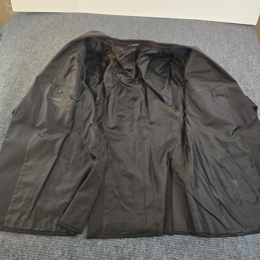 Authentic Gucci Black Wool Blend Two Button Blazer Sport Coat 54L 44L